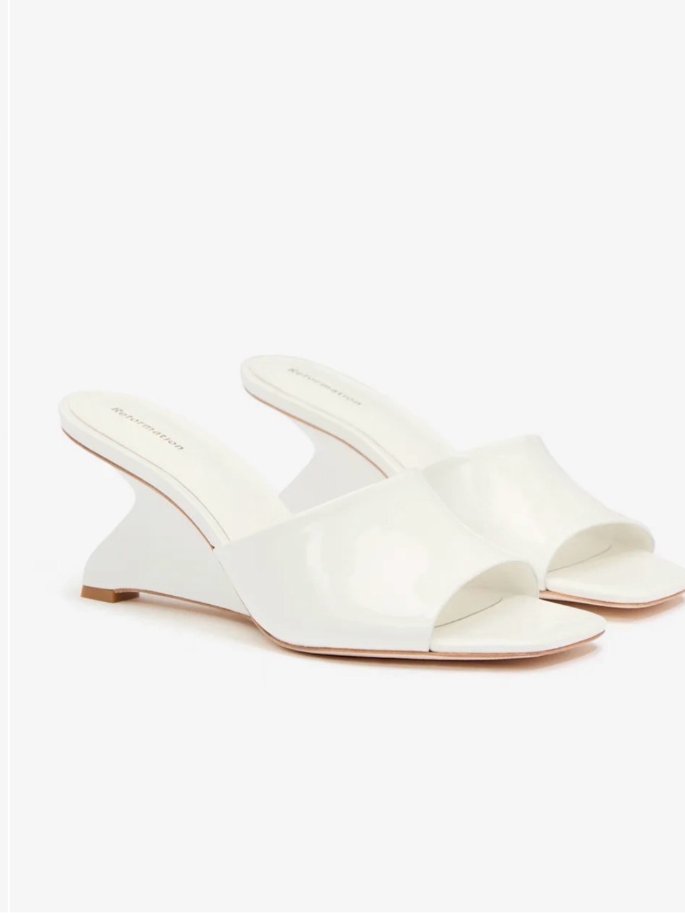 White Enya Wedge Slide Sandals - Women's Open Toe Slip-On